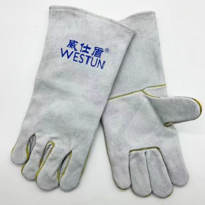 G-2112 B級(jí)頸皮衛(wèi)衣里雙層防開線電焊手套 35cm